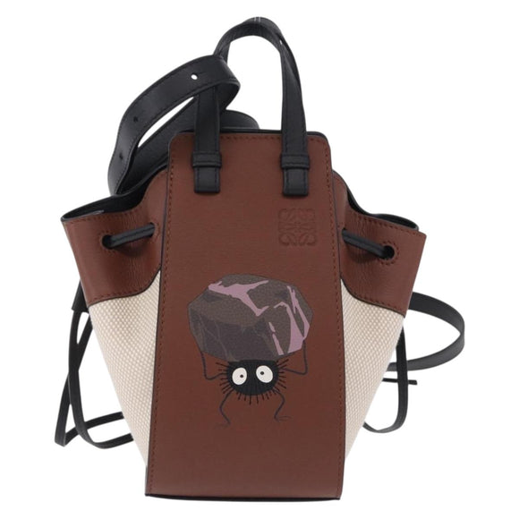 LOEWE Studio Ghibli Hammock Drawstring Mini Bag Canvas 2way Brown Auth am12202SM