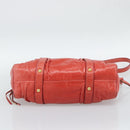 Miu Miu Side Ribbon Hand Bag Leather 2way Orange Gold Auth am12203V-11