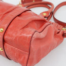 Miu Miu Side Ribbon Hand Bag Leather 2way Orange Gold Auth am12203V-12