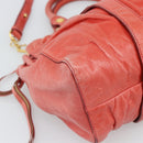 Miu Miu Side Ribbon Hand Bag Leather 2way Orange Gold Auth am12203V-13