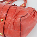 Miu Miu Side Ribbon Hand Bag Leather 2way Orange Gold Auth am12203V-14