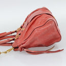 Miu Miu Side Ribbon Hand Bag Leather 2way Orange Gold Auth am12203V-4