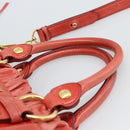 Miu Miu Side Ribbon Hand Bag Leather 2way Orange Gold Auth am12203V-8