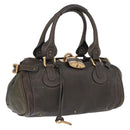 Chloe Paddington Hand Bag Leather Khaki Silver gold Auth am12204V-1