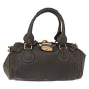 Chloe Paddington Hand Bag Leather Khaki Silver gold Auth am12204V-13