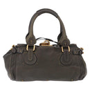 Chloe Paddington Hand Bag Leather Khaki Silver gold Auth am12204V-2