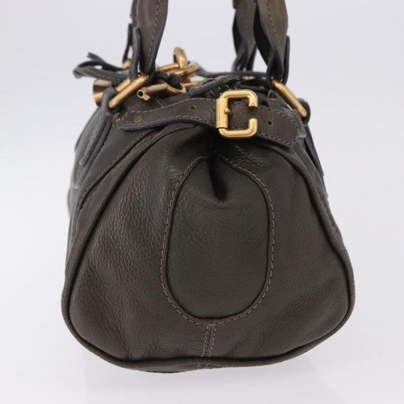 Chloe Paddington Hand Bag Leather Khaki Silver gold Auth am12204V