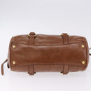 Miu Miu Side Ribbon Hand Bag Leather 2way Brown Gold RN0893 Auth am12206V-5