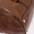 Miu Miu Side Ribbon Hand Bag Leather 2way Brown Gold RN0893 Auth am12206V-17