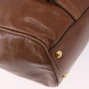 Miu Miu Side Ribbon Hand Bag Leather 2way Brown Gold RN0893 Auth am12206V-19