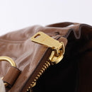 Miu Miu Side Ribbon Hand Bag Leather 2way Brown Gold RN0893 Auth am12206V-28