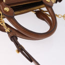 Miu Miu Side Ribbon Hand Bag Leather 2way Brown Gold RN0893 Auth am12206V-6