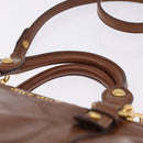 Miu Miu Side Ribbon Hand Bag Leather 2way Brown Gold RN0893 Auth am12206V-15