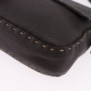 FENDI Selleria Mamma Baguette Bag Leather Dark Brown Silver Auth am12207V-15