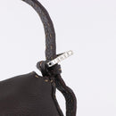 FENDI Selleria Mamma Baguette Bag Leather Dark Brown Silver Auth am12207V-18