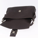 FENDI Selleria Mamma Baguette Bag Leather Dark Brown Silver Auth am12207V-20