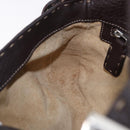 FENDI Selleria Mamma Baguette Bag Leather Dark Brown Silver Auth am12207V-22