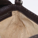 FENDI Selleria Mamma Baguette Bag Leather Dark Brown Silver Auth am12207V-23