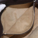 FENDI Selleria Mamma Baguette Bag Leather Dark Brown Silver Auth am12207V-25
