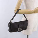 FENDI Selleria Mamma Baguette Bag Leather Dark Brown Silver Auth am12207V-26