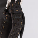 FENDI Selleria Mamma Baguette Bag Leather Dark Brown Silver Auth am12207V-5
