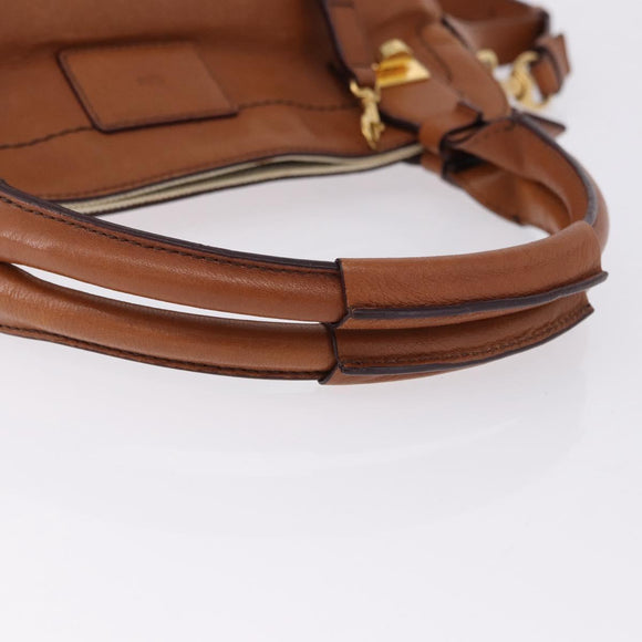Chloe Margaret Hand Bag Leather 2way Brown Gold Auth am12208A