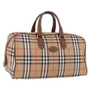 BURBERRY Nova Check Boston Bag Canvas Beige Gold Auth am12209V-1