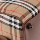 BURBERRY Nova Check Boston Bag Canvas Beige Gold Auth am12209V-14
