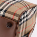 BURBERRY Nova Check Boston Bag Canvas Beige Gold Auth am12209V-15
