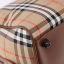 BURBERRY Nova Check Boston Bag Canvas Beige Gold Auth am12209V-16
