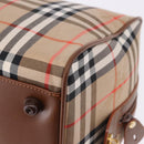 BURBERRY Nova Check Boston Bag Canvas Beige Gold Auth am12209V-9