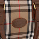 BURBERRY Nova Check Boston Bag Canvas Beige Gold Auth am12209V-17