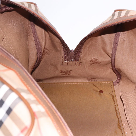 BURBERRY Nova Check Boston Bag Canvas Beige Gold Auth am12209V