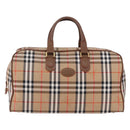 BURBERRY Nova Check Boston Bag Canvas Beige Gold Auth am12209V-13