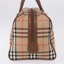 BURBERRY Nova Check Boston Bag Canvas Beige Gold Auth am12209V-3