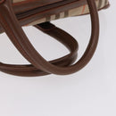 BURBERRY Nova Check Boston Bag Canvas Beige Gold Auth am12209V-7