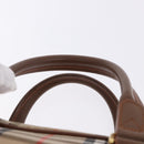 BURBERRY Nova Check Boston Bag Canvas Beige Gold Auth am12209V-8