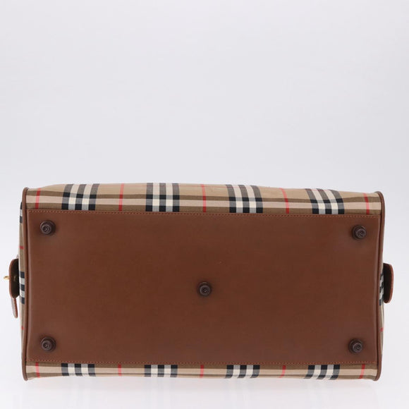 BURBERRY Nova Check Boston Bag Canvas Beige Gold Auth am12209V