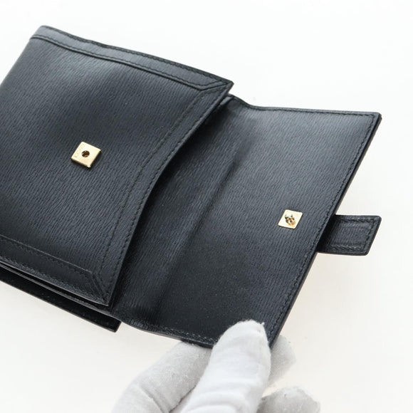GUCCI G Trifold Wallet Leather Black Auth am12210V