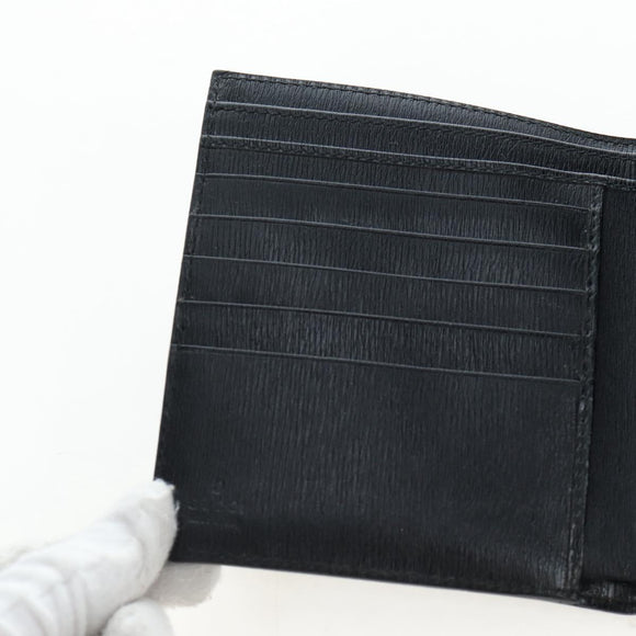 GUCCI G Trifold Wallet Leather Black Auth am12210V