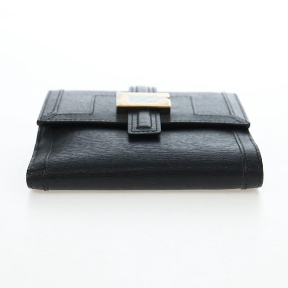 GUCCI G Trifold Wallet Leather Black Auth am12210V