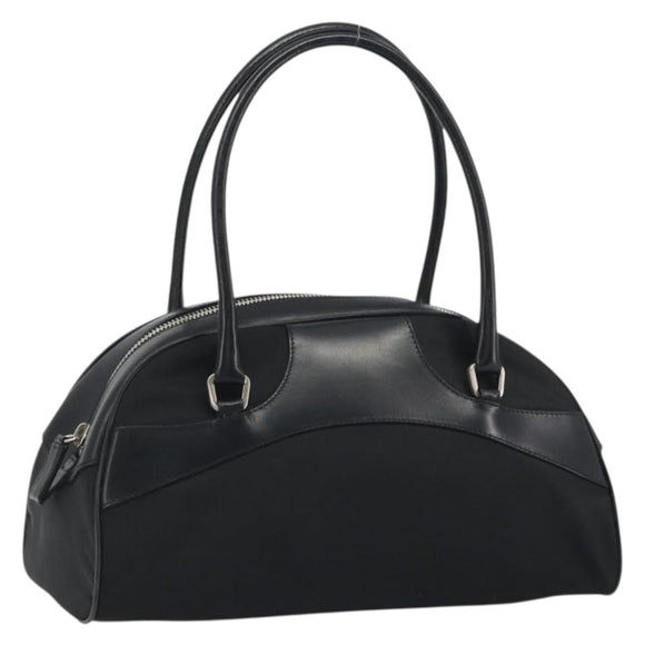 PRADA Hand Bag Nylon Leather Black Silver Auth am12218V