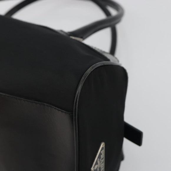 PRADA Hand Bag Nylon Leather Black Silver Auth am12218V