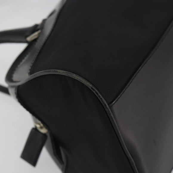 PRADA Hand Bag Nylon Leather Black Silver Auth am12218V