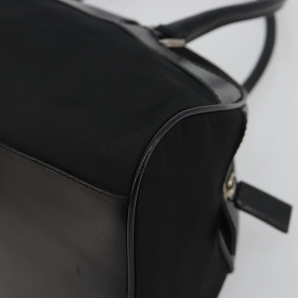 PRADA Hand Bag Nylon Leather Black Silver Auth am12218V