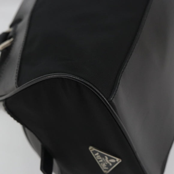 PRADA Hand Bag Nylon Leather Black Silver Auth am12218V