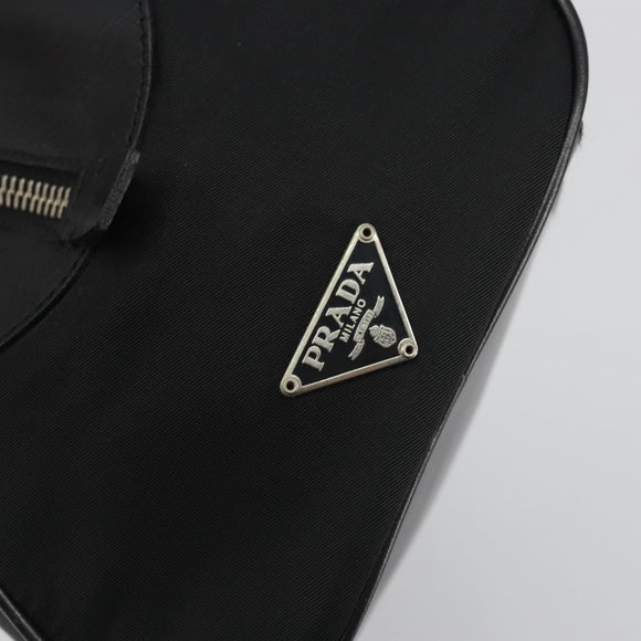 PRADA Hand Bag Nylon Leather Black Silver Auth am12218V