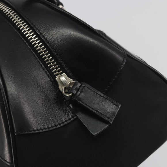 PRADA Hand Bag Nylon Leather Black Silver Auth am12218V