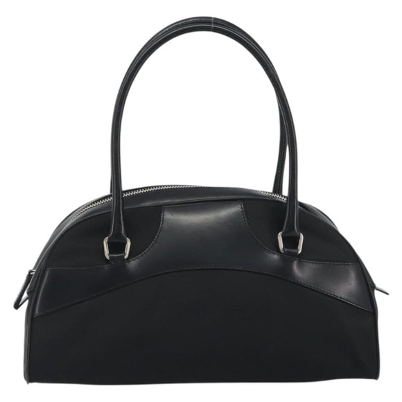PRADA Hand Bag Nylon Leather Black Silver Auth am12218V
