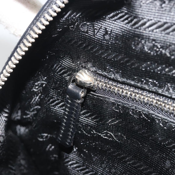 PRADA Hand Bag Nylon Leather Black Silver Auth am12218V